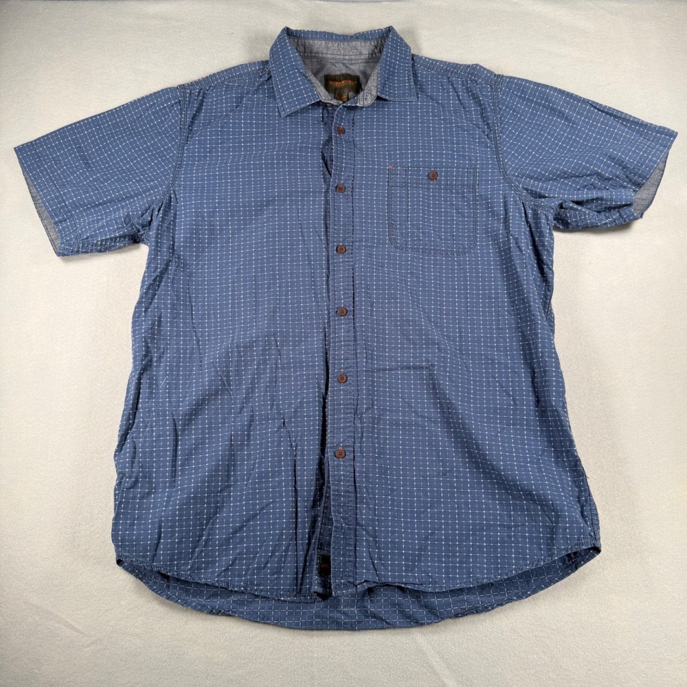 Northwest Territory Mens XLT Blue Grid Short Sleeve Button Down Shirt Workwear